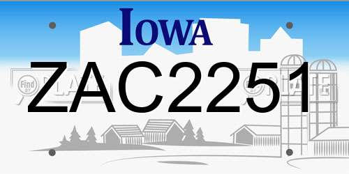 ZAC2251 Iowa License Plate