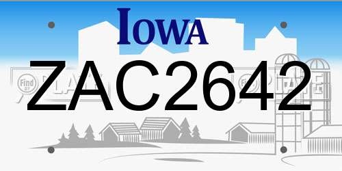 ZAC2642 Iowa License Plate