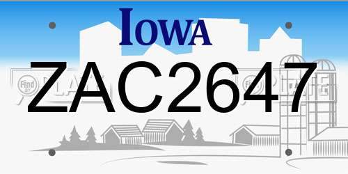 ZAC2647 Iowa License Plate