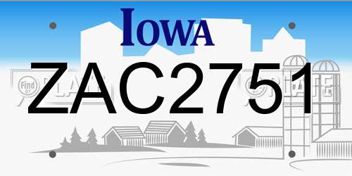ZAC2751 Iowa License Plate