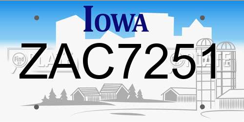 ZAC7251 Iowa License Plate