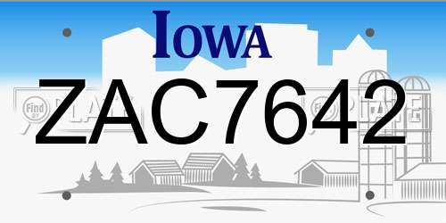 ZAC7642 Iowa License Plate