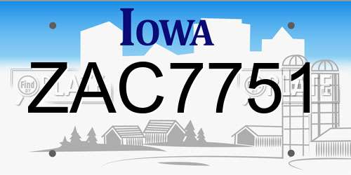 ZAC7751 Iowa License Plate