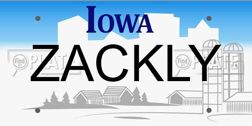 ZACKLY Iowa License Plate