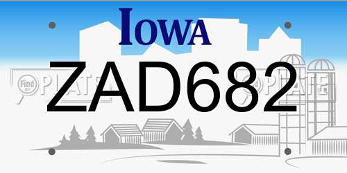 ZAD682 Iowa License Plate