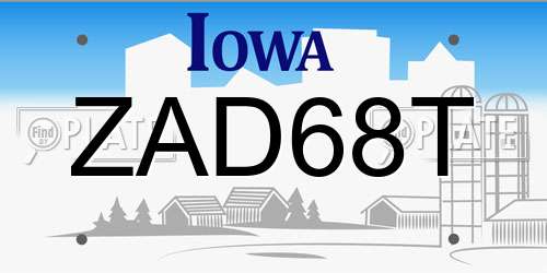ZAD68T Iowa License Plate