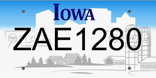 ZAE1280 Iowa License Plate