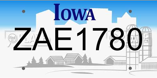 ZAE1780 Iowa License Plate