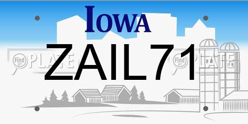 ZAIL71 Iowa License Plate