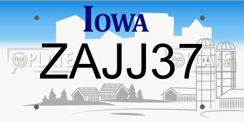 ZAJJ37 Iowa License Plate