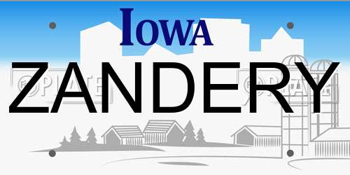 ZANDERY Iowa License Plate