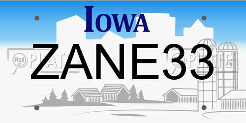 ZANE33 Iowa License Plate