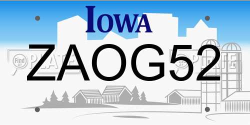 ZAOG52 Iowa License Plate