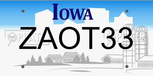 ZAOT33 Iowa License Plate