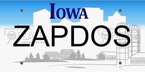 ZAPDOS Iowa License Plate