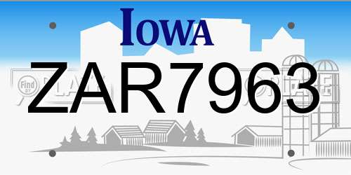 ZAR7963 Iowa License Plate