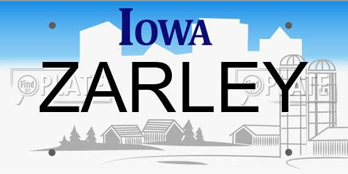 ZARLEY Iowa License Plate
