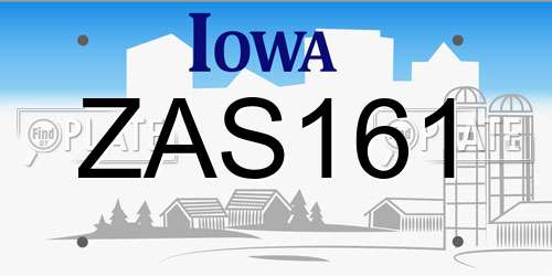 ZAS161 Iowa License Plate