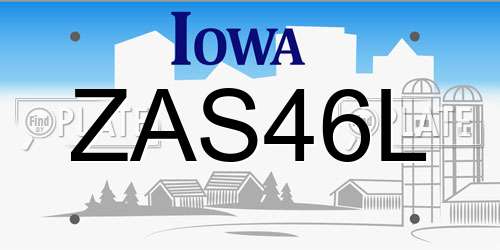 ZAS46L Iowa License Plate