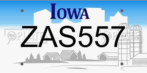 ZAS557 Iowa License Plate