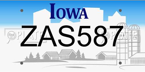 ZAS587 Iowa License Plate