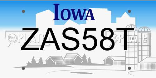 ZAS58T Iowa License Plate