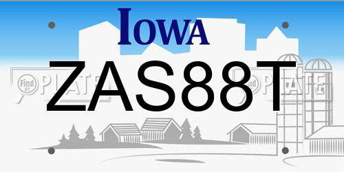 ZAS88T Iowa License Plate