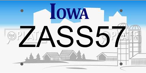 ZASS57 Iowa License Plate