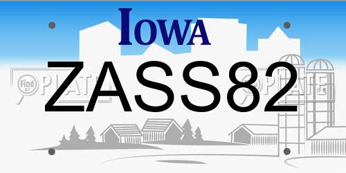 ZASS82 Iowa License Plate