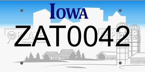 ZAT0042 Iowa License Plate