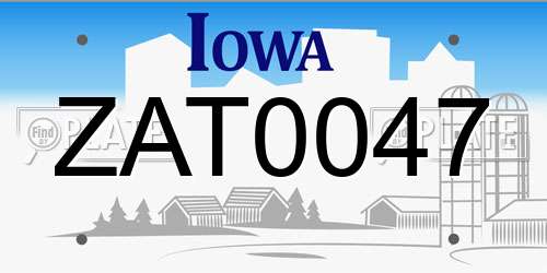 ZAT0047 Iowa License Plate