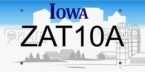 ZAT10A Iowa License Plate
