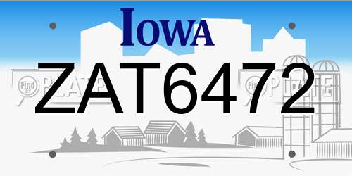 ZAT6472 Iowa License Plate