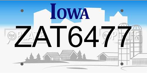 ZAT6477 Iowa License Plate