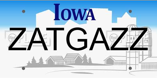 ZATGAZZ Iowa License Plate