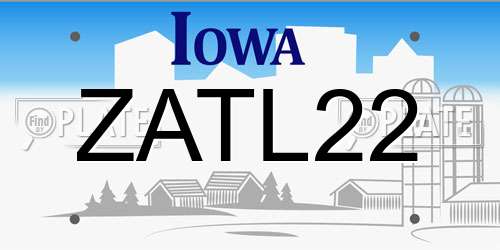 ZATL22 Iowa License Plate