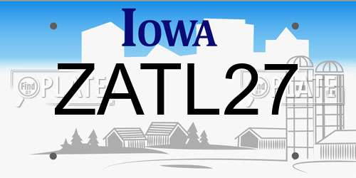 ZATL27 Iowa License Plate