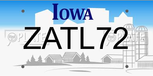 ZATL72 Iowa License Plate