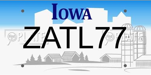ZATL77 Iowa License Plate