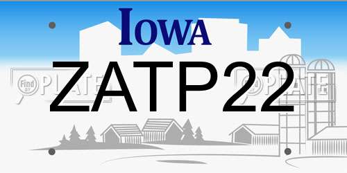 ZATP22 Iowa License Plate