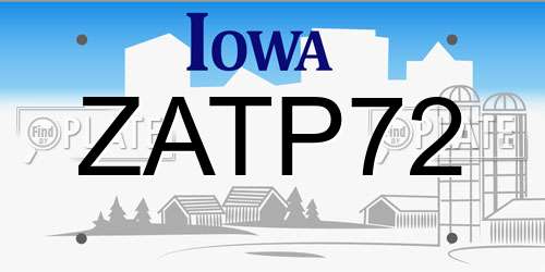 ZATP72 Iowa License Plate