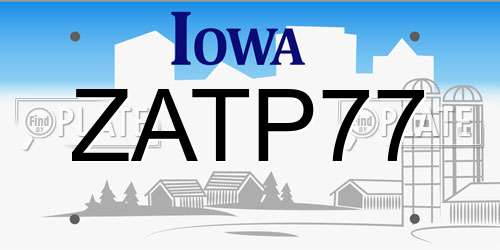 ZATP77 Iowa License Plate