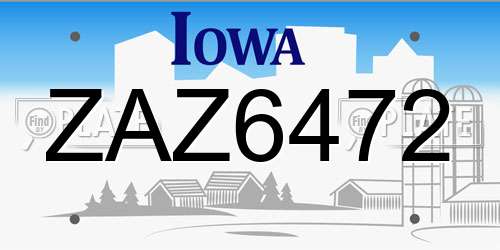 ZAZ6472 Iowa License Plate