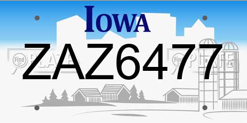 ZAZ6477 Iowa License Plate