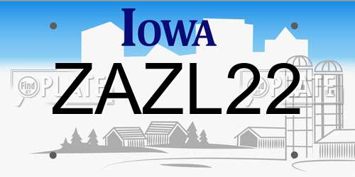 ZAZL22 Iowa License Plate
