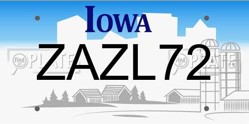 ZAZL72 Iowa License Plate