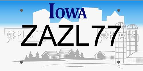 ZAZL77 Iowa License Plate