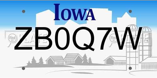 ZB0Q7W Iowa License Plate