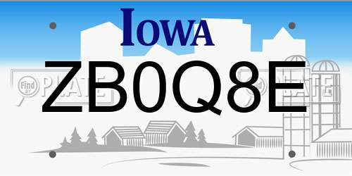 ZB0Q8E Iowa License Plate