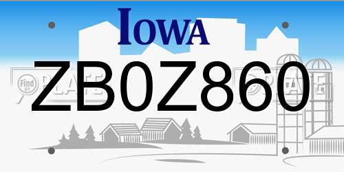 ZB0Z860 Iowa License Plate